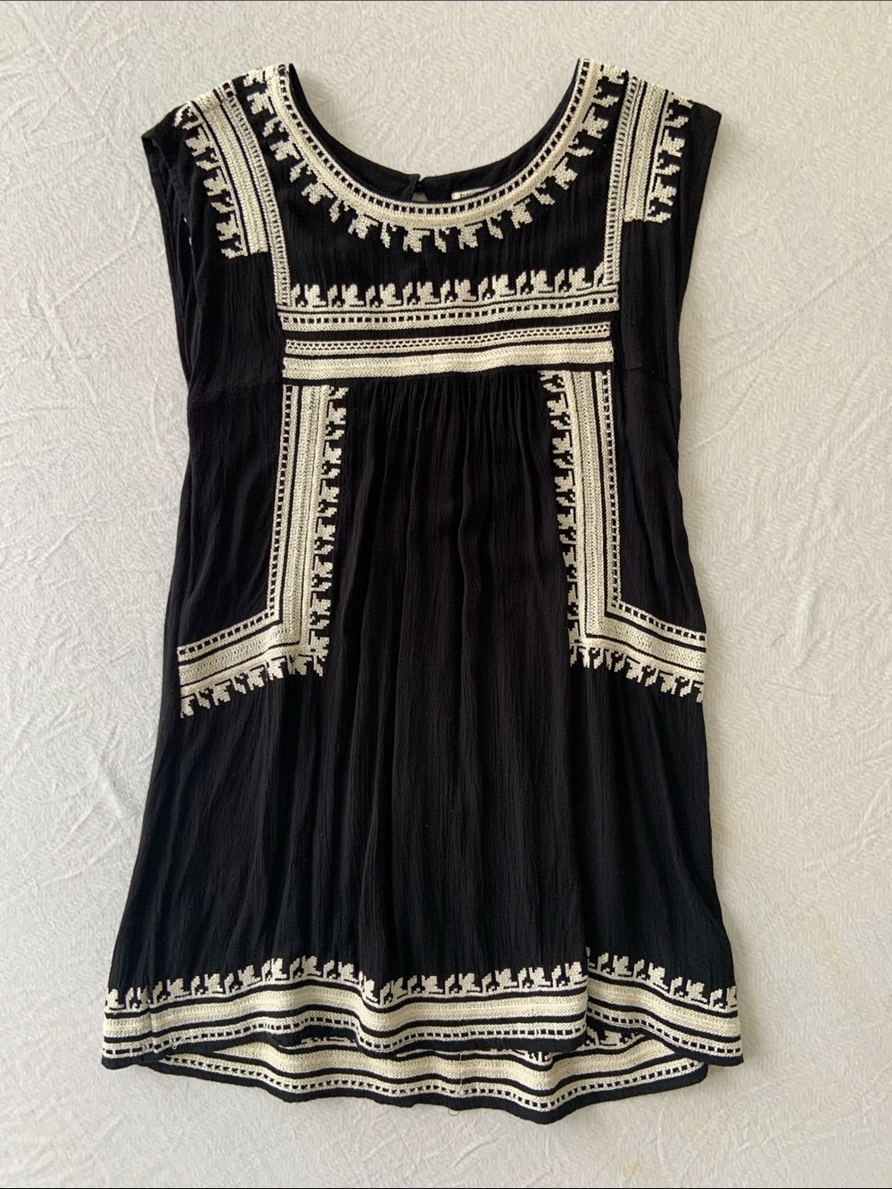 Forever 21 Black Sleeveless Top with Cream Crochet Trim